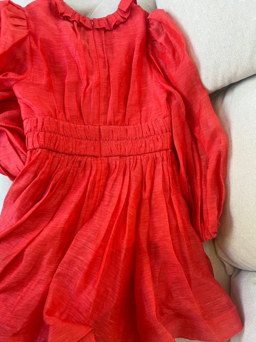 Zimmermann Coral Red Ruffle Detail Dress - Picture 9 of 10